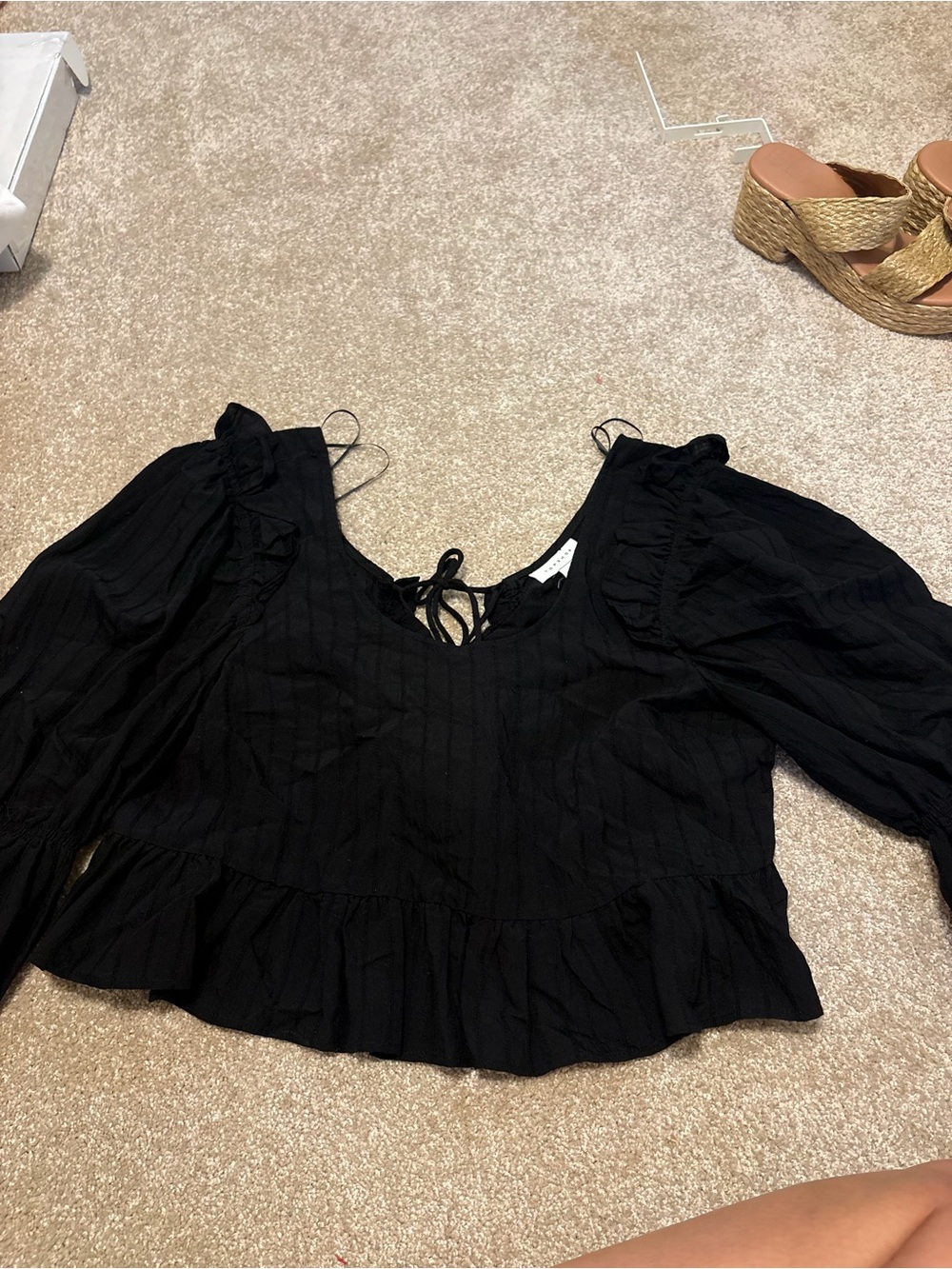 Topshop Black Ruffle Peplum Blouse